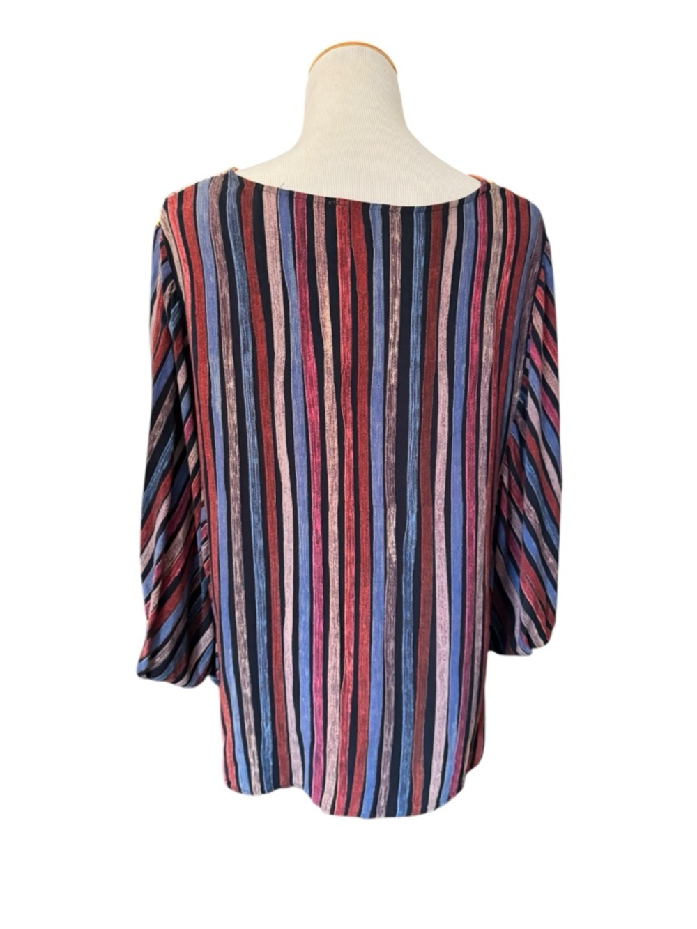 Savanna Jane Multicolor Embroidered V-Neck Striped Tunic - Picture 4 of 7